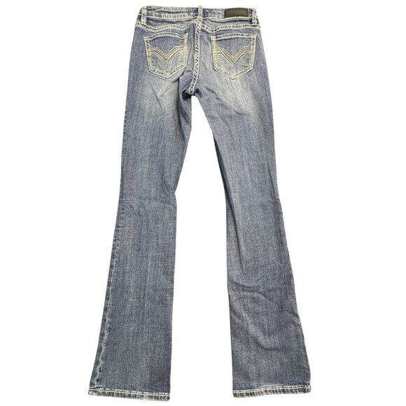 Rock & Roll Denim Womens Blue Jeans Mid Rise Riding Bootcut Leg Cowgirl W26 L36 - Picture 2 of 13